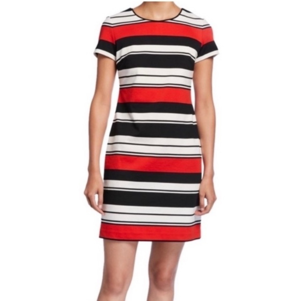 Karl Lagerfeld Orange/Black/White Striped Mini T-Shirt Dress Size 8